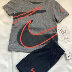 Nike Gray and Black Kids Matching Set with Red Accents